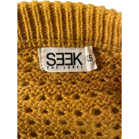 SEEK The Label Cropped Chunky Knit Sweater Gold Oversize XS - Picture 4 of 7